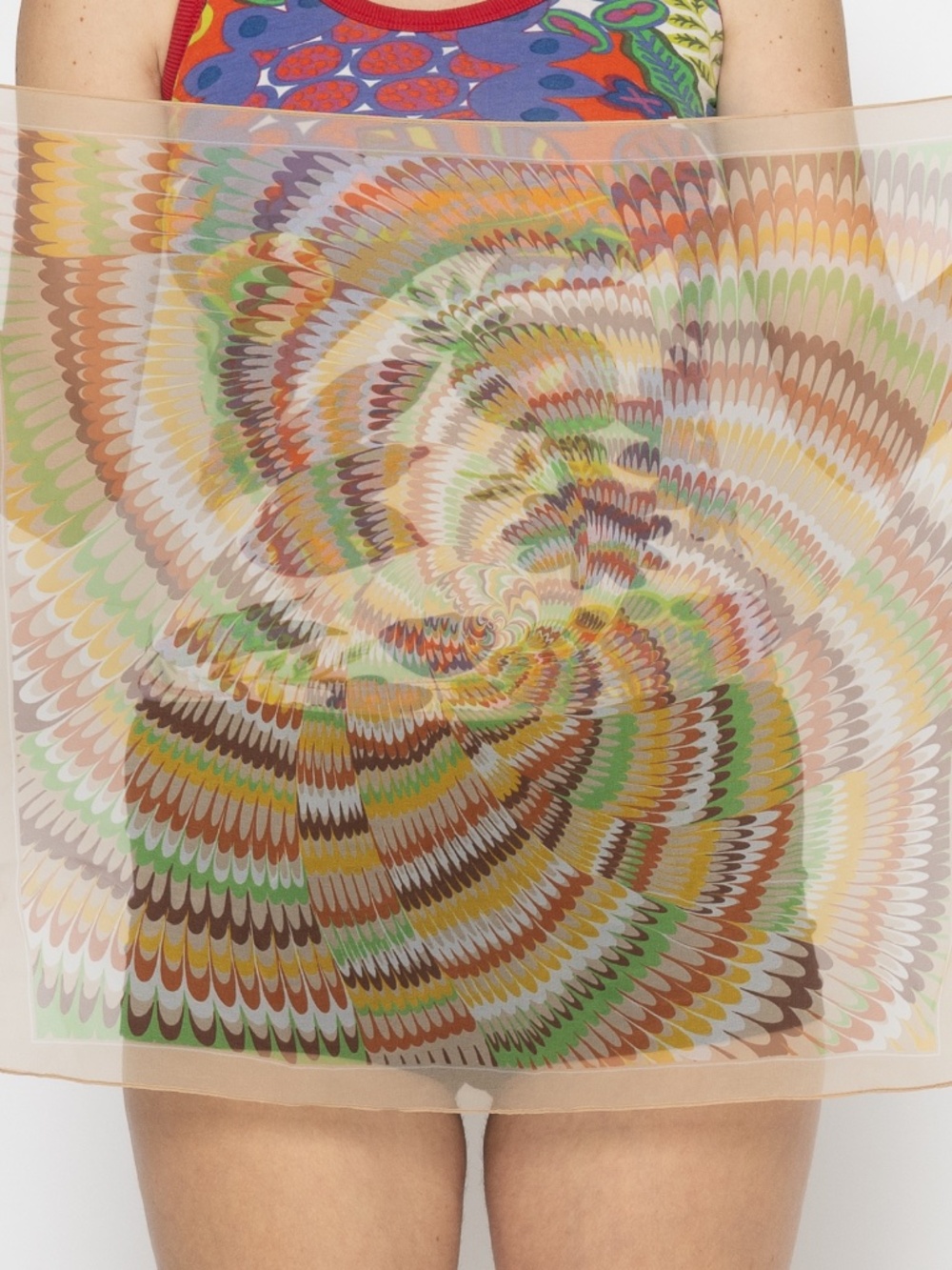 Vintage patterned mesh scarf swirl pattern aurora polyester